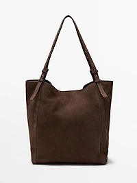 Sac cabas en croûte de cuir