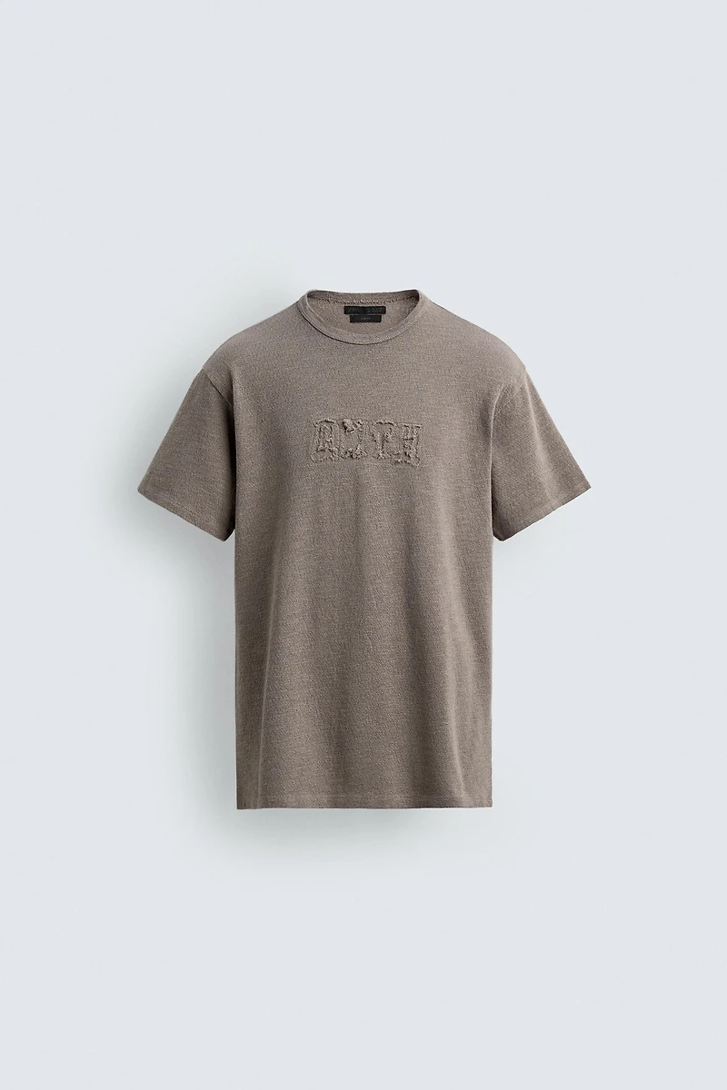 WASHED KNIT PATCH T-SHIRT