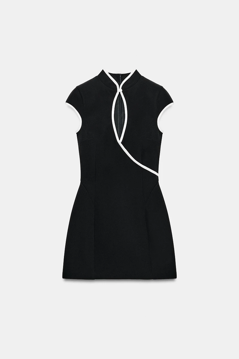 CONTRAST PIPING MINI DRESS