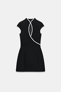 CONTRAST PIPING MINI DRESS