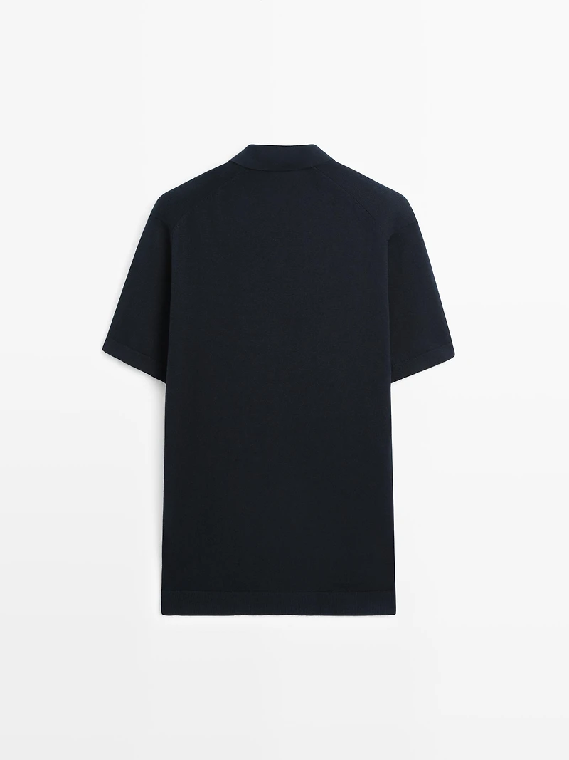 Pull polo en maille de coton mélangé