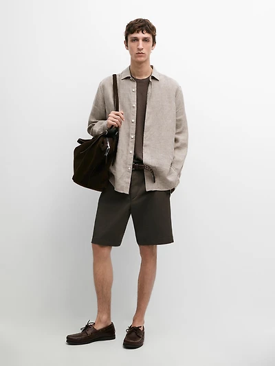 Cotton blend Bermuda shorts with pocket