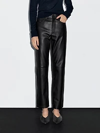 Nappa leather five-pocket trousers