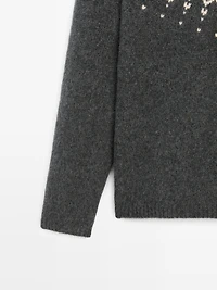 100% wool jacquard knit sweater