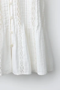 LACE INSERT PIN TUCK BLOUSE