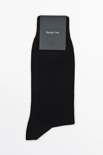 Plain cotton blend knit socks