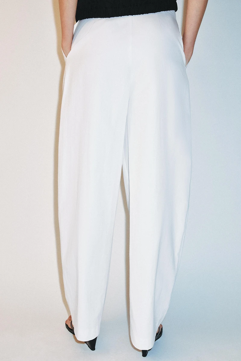 POPLIN PLEATED PANTS