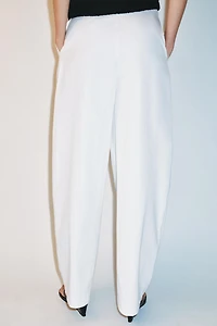 POPLIN PLEATED PANTS