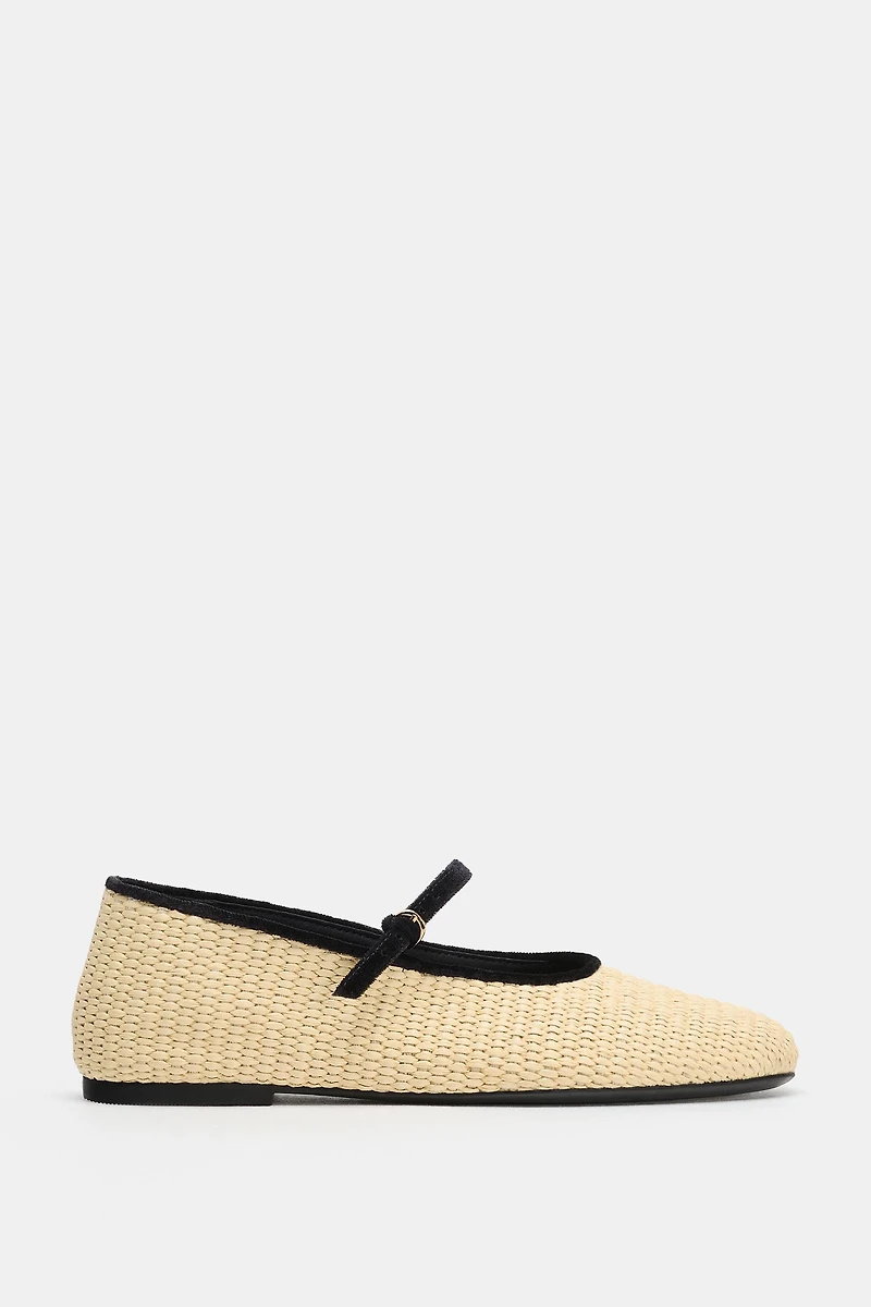 CONTRAST BRAIDED EFFECT BALLET FLATS