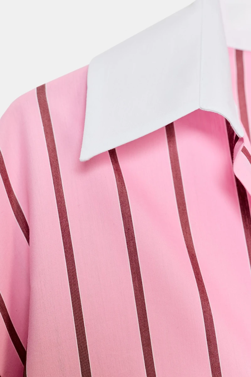 OVERSIZED STRIPED SHIRT WITH CONTRAST CUFFS