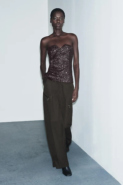 SEQUIN BUSTIER TOP ZW COLLECTION LIMITED EDITION