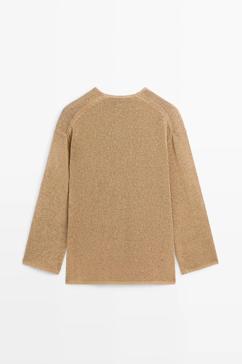 Long knit V-neck cardigan