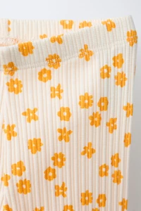 FLORAL RIBBED LEGGINGS