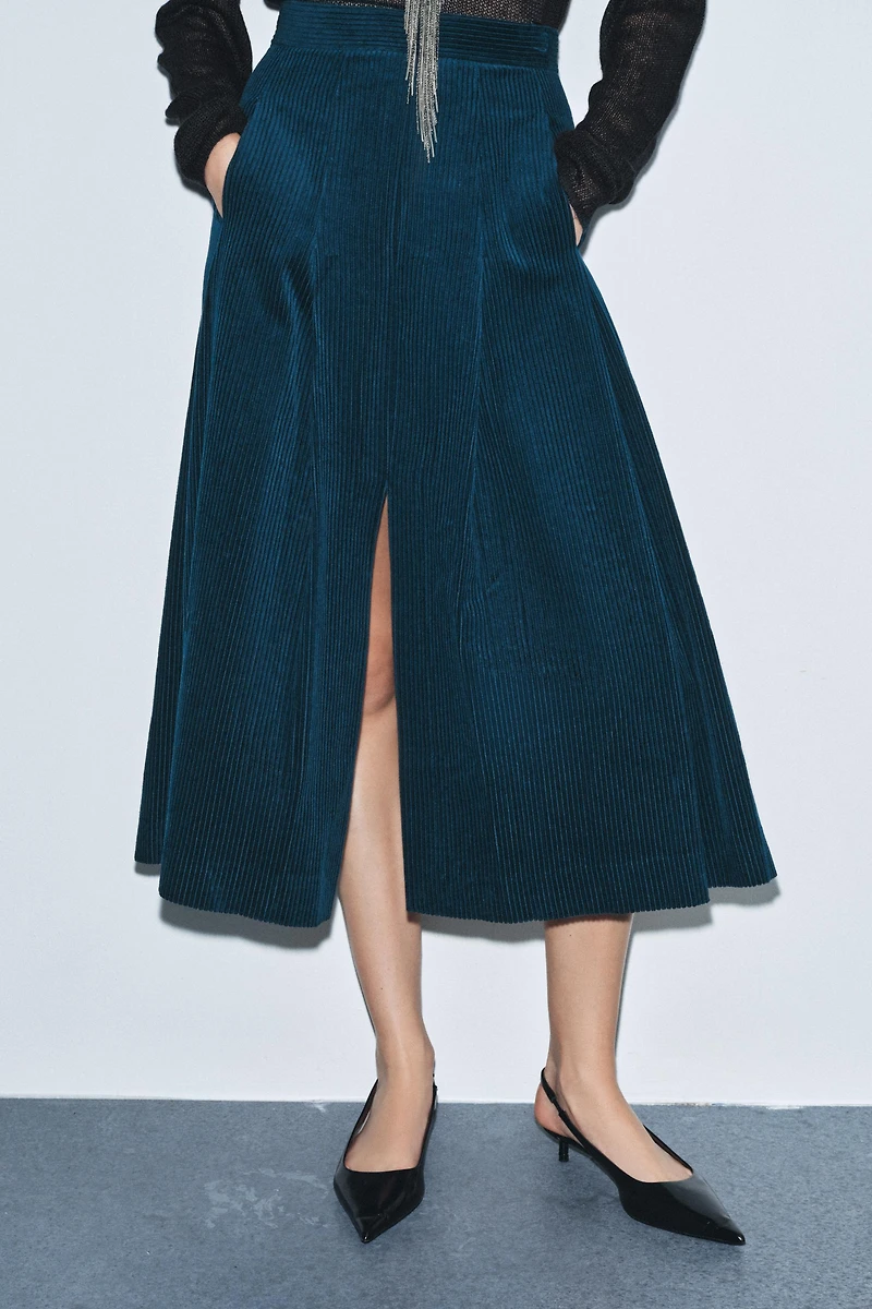 CORDUROY MIDI SKIRT ZW COLLECTION