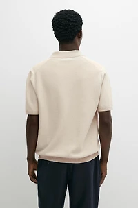 100% cotton contrast knit polo sweater