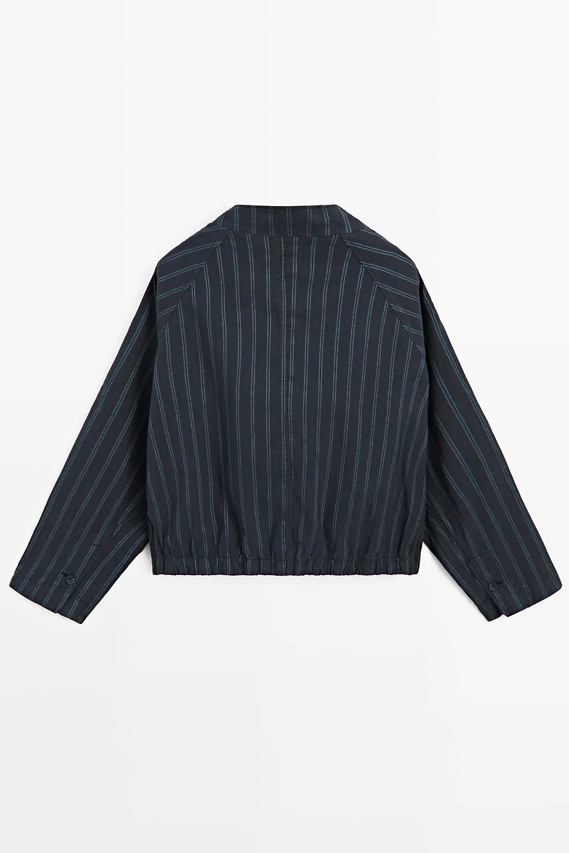 Striped high neck bomber jacket