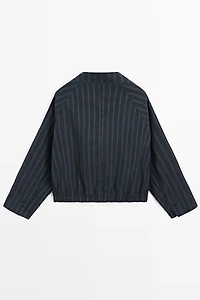 Striped high neck bomber jacket