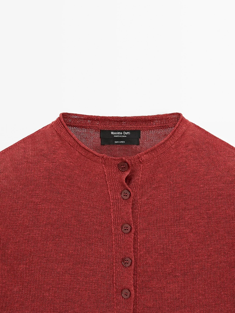100% linen long sleeve cardigan