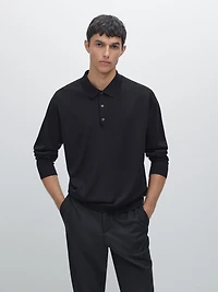 Pull polo en maille 100 % laine mérinos
