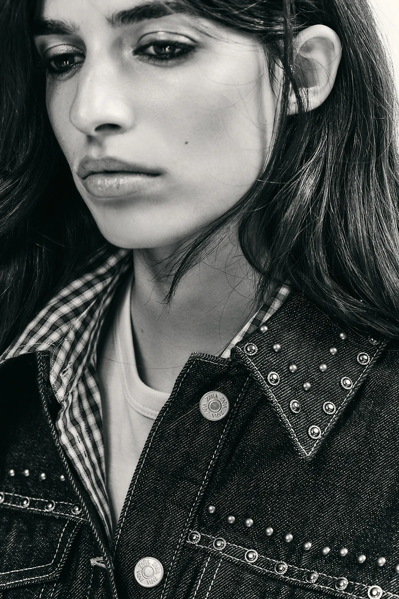 STUDDED DENIM EFFECT JACKET