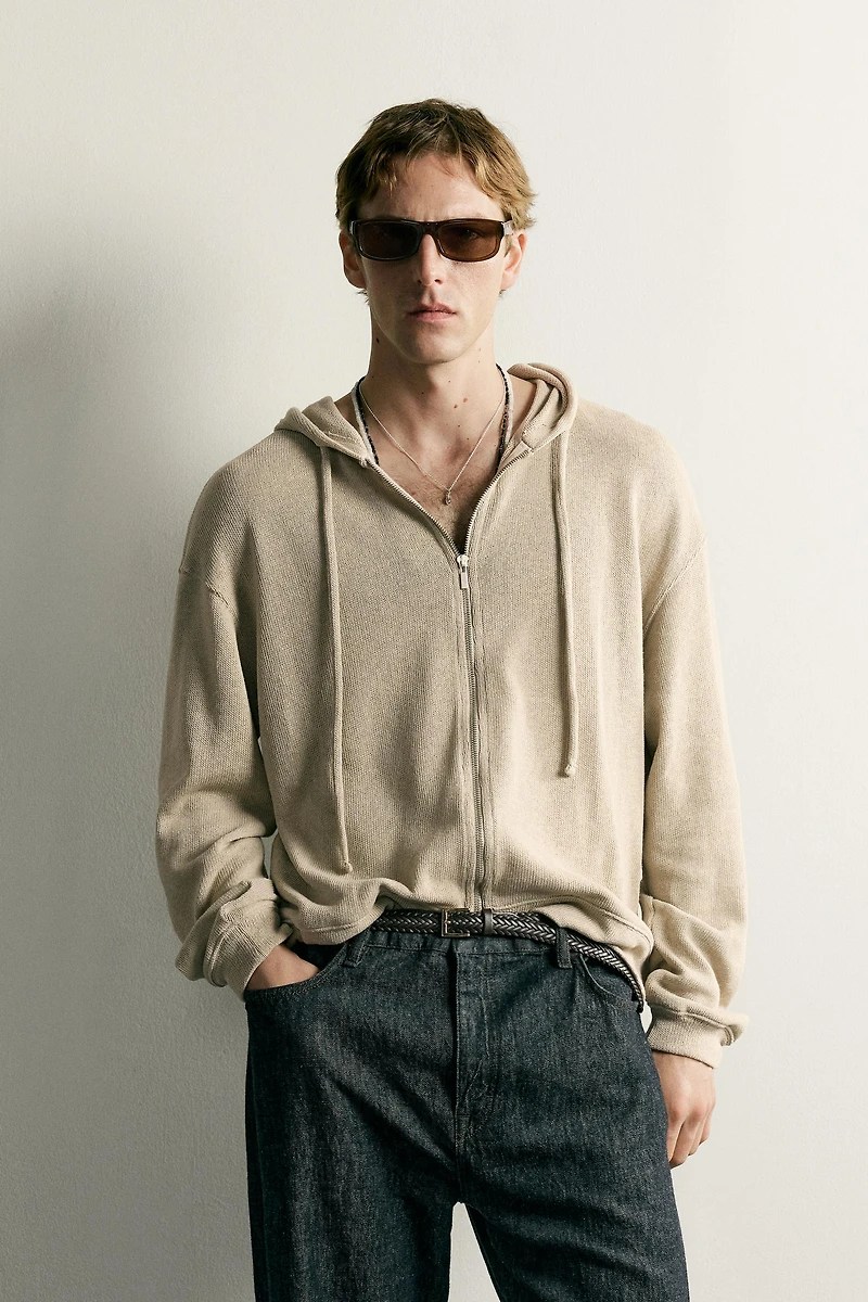 RELAXED FIT KNIT HOODIE