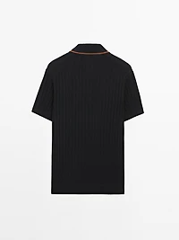 Ribbed knit polo shirt