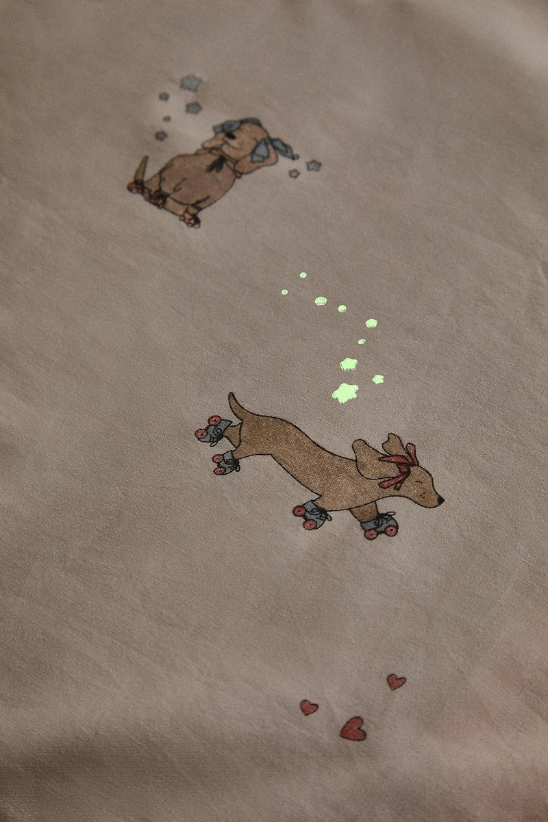 CHILDREN'S SKATING DOG FITTED SHEET