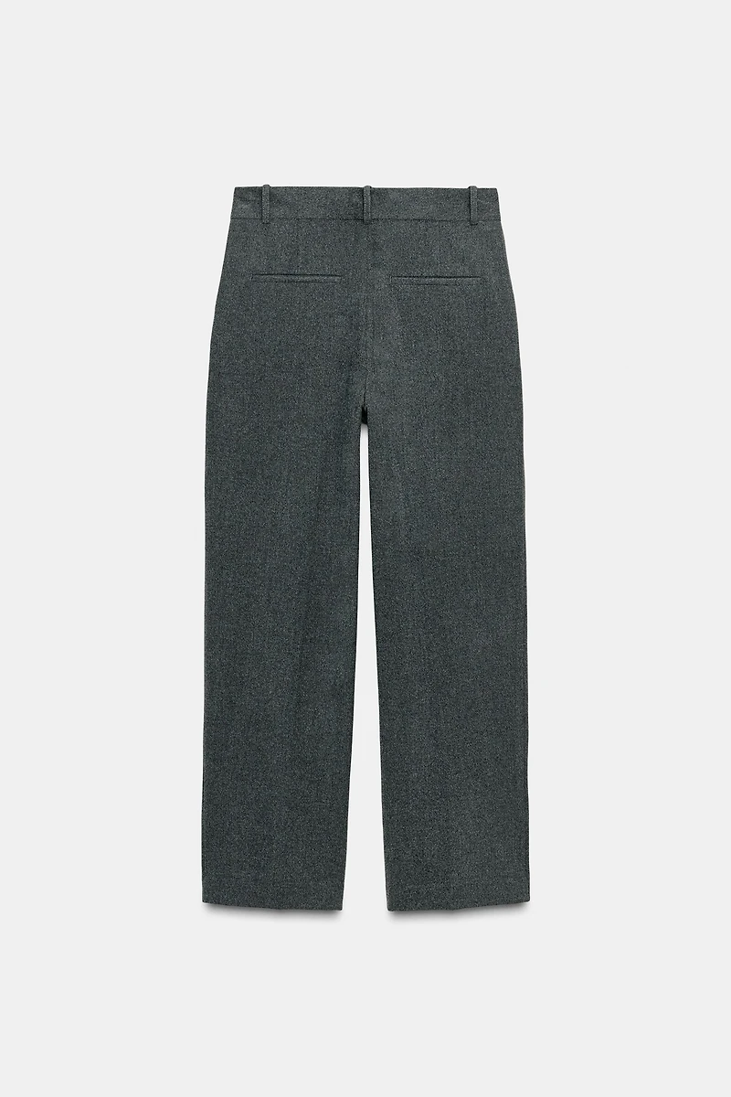 STRIPED PLEATED STRAIGHT LEG PANTS