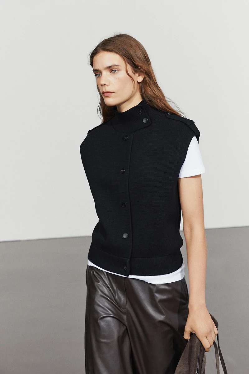 100% cotton mock neck knit vest