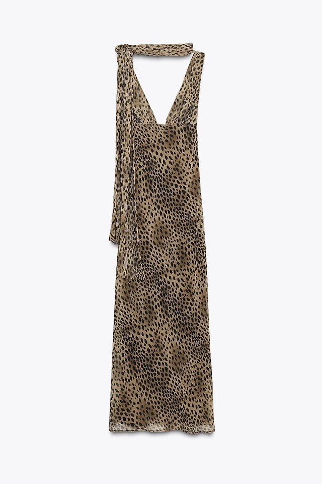 Zara ANIMAL PRINT FOULARD DRESS | Place Rosemre