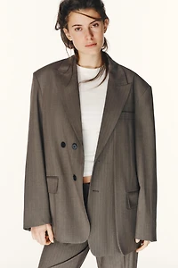 OVERSIZED DOUBLE WEAVE STRIPED BLAZER