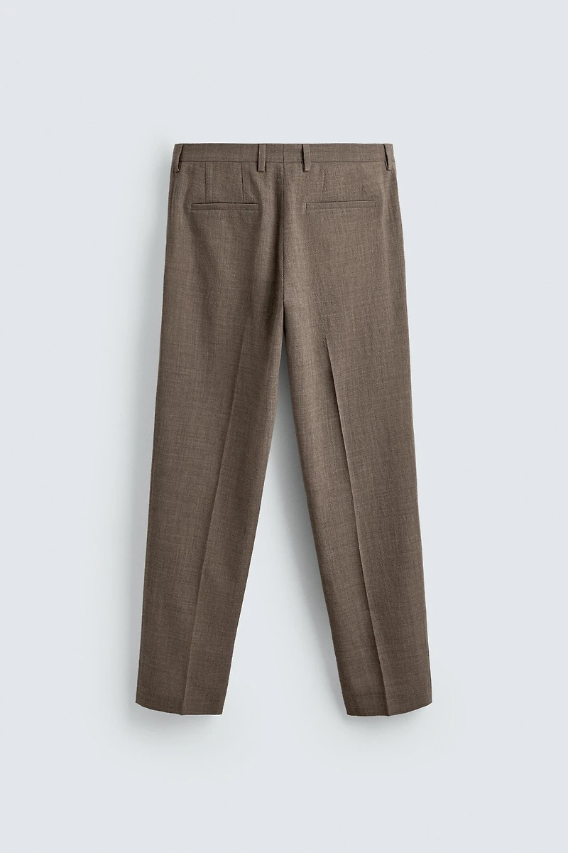 100% WOOL TEXTURED SUIT PANTS