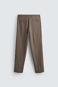 100% WOOL TEXTURED SUIT PANTS