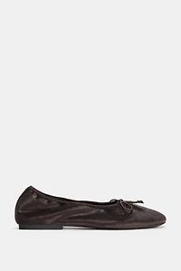 VELVET EFFECT BALLET FLATS WITH BOW