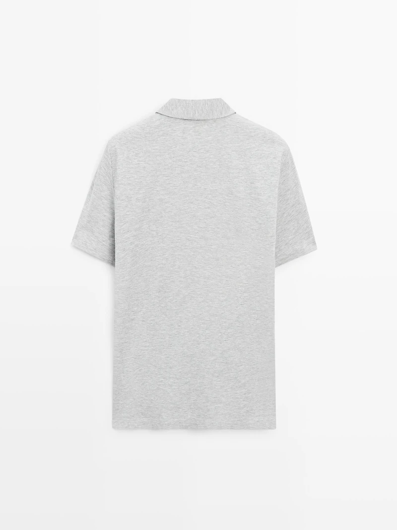 Short sleeve melange polo shirt