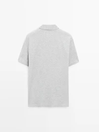 Short sleeve melange polo shirt