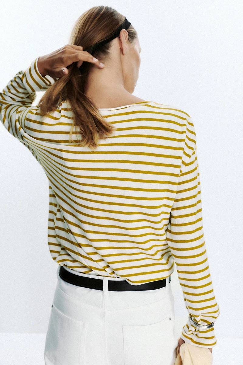 SLUB STRIPED COTTON T-SHIRT