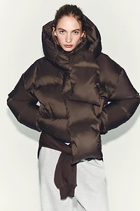 WATER REPELLENT WINDPROOF DOWN PUFFER COAT WITH HOODIE