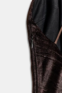 VELVET FRINGE MIDI DRESS