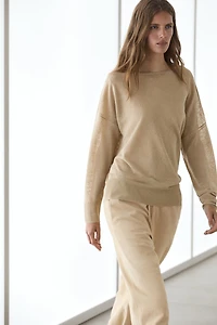 Pull fluide 100 % lin à épaules dénudées