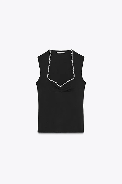 STRETCH TOP WITH METALLIC THREAD