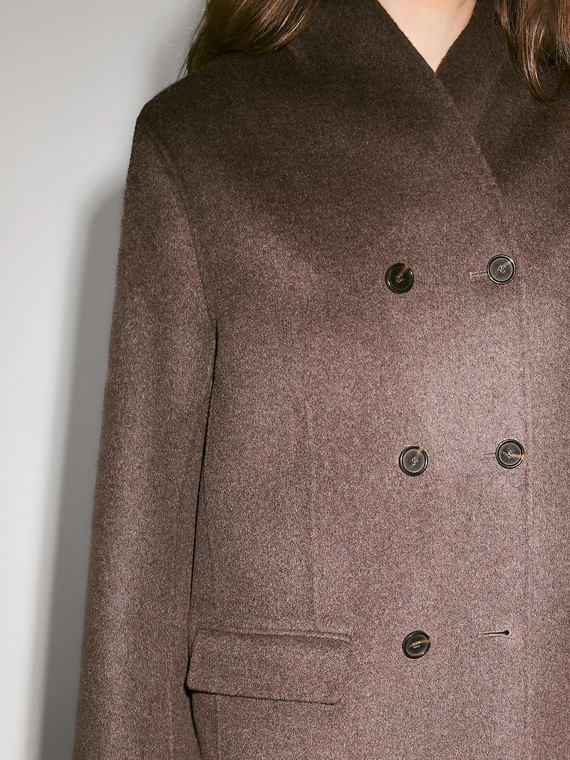 Manteau à col smoking en laine mélangée