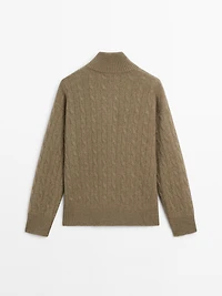 100% cashmere high neck sweater with zip
