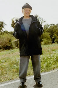 LONG FEATHER DOWN WATER REPELLENT PUFFER COAT WITH DETACHABLE FAUX FUR HOODIE