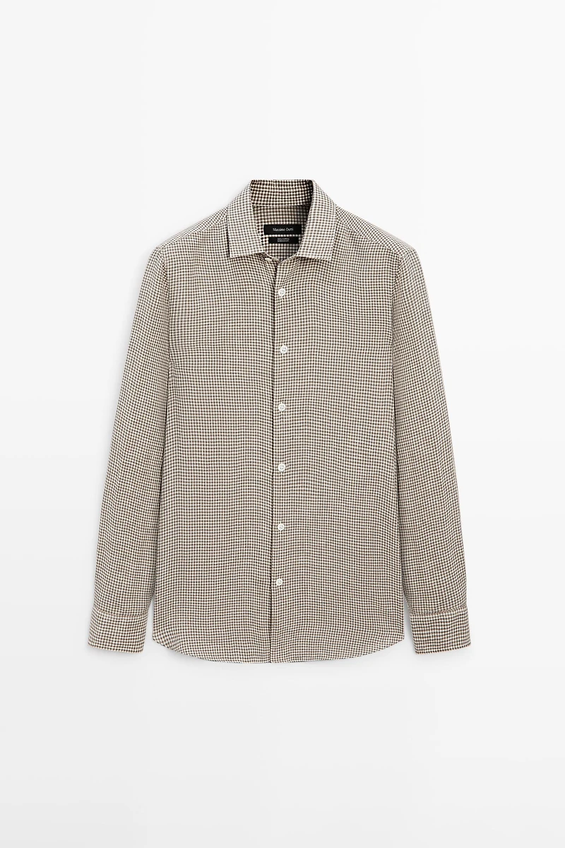 100% linen regular fit check shirt