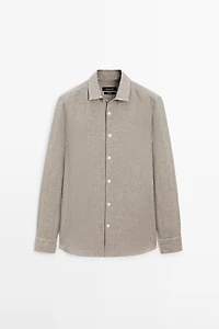 100% linen regular fit check shirt