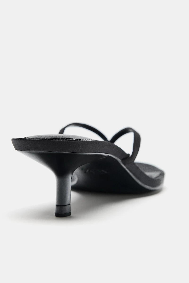 SATIN KITTEN HEEL SANDALS