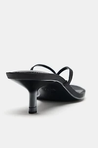 SATIN KITTEN HEEL SANDALS