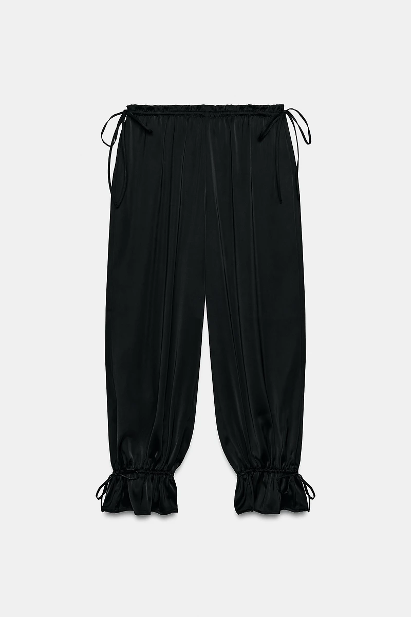 STRIPED TIED BALLOON PANTS