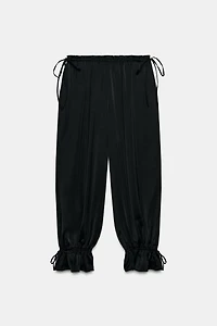 STRIPED TIED BALLOON PANTS